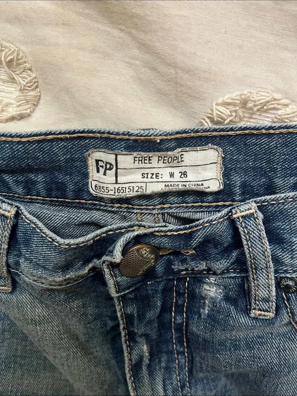 Free People Lace Denim Shorts